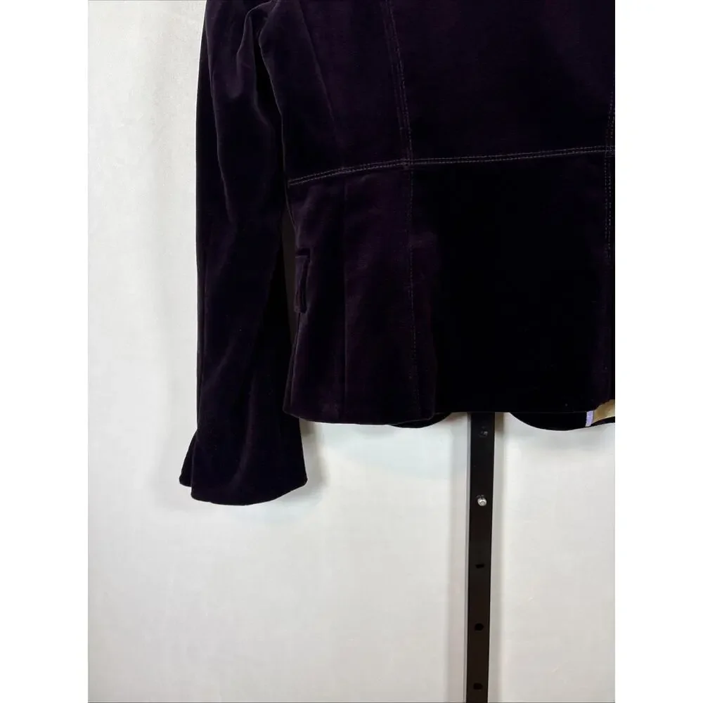 J. Crew Velvet Blazer Jacket Women's 6 Purple Fitted 100% Cotton Y2K Preppy